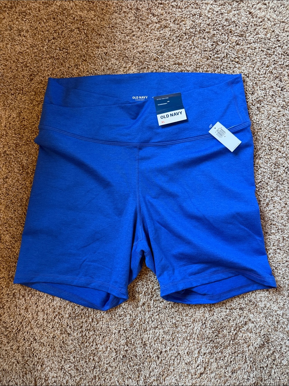 NWT Old Navy Extra High Rise Criss Cross Front Royal Blue Biker Shorts - XL